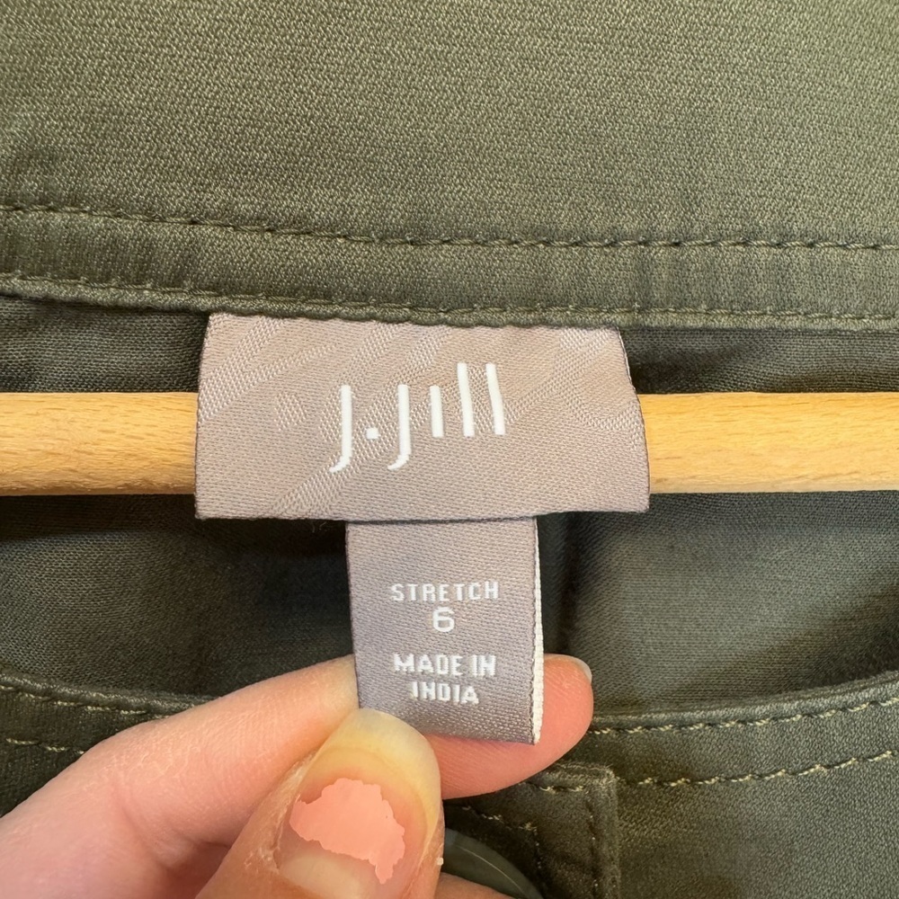 J. Jill Women’s Green Utility Jacket Three-Quarter Sleeves Size 6 - Picture 6 of 15